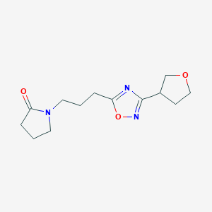 molecular formula C13H19N3O3 B5673520 1-{3-[3-(tetrahydrofuran-3-yl)-1,2,4-oxadiazol-5-yl]propyl}pyrrolidin-2-one 