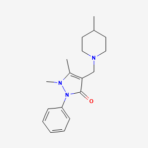 molecular formula C18H25N3O B5673535 1,5-dimethyl-4-[(4-methyl-1-piperidinyl)methyl]-2-phenyl-1,2-dihydro-3H-pyrazol-3-one 