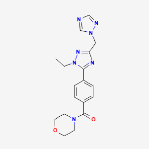 molecular formula C18H21N7O2 B5673539 4-{4-[1-ethyl-3-(1H-1,2,4-triazol-1-ylmethyl)-1H-1,2,4-triazol-5-yl]benzoyl}morpholine 