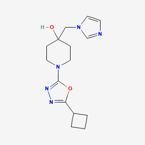 molecular formula C15H21N5O2 B5673541 1-(5-cyclobutyl-1,3,4-oxadiazol-2-yl)-4-(1H-imidazol-1-ylmethyl)piperidin-4-ol 