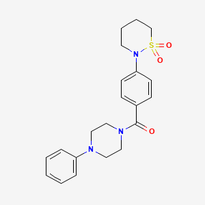 molecular formula C21H25N3O3S B5673624 2-{4-[(4-phenyl-1-piperazinyl)carbonyl]phenyl}-1,2-thiazinane 1,1-dioxide 