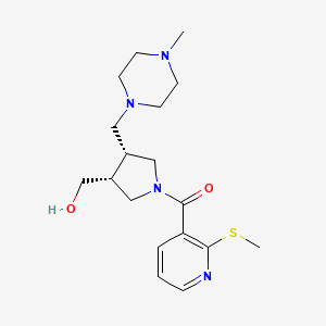 molecular formula C18H28N4O2S B5673647 ((3R*,4R*)-4-[(4-methylpiperazin-1-yl)methyl]-1-{[2-(methylthio)pyridin-3-yl]carbonyl}pyrrolidin-3-yl)methanol 
