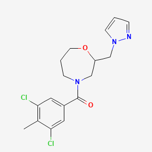 molecular formula C17H19Cl2N3O2 B5673652 4-(3,5-dichloro-4-methylbenzoyl)-2-(1H-pyrazol-1-ylmethyl)-1,4-oxazepane 
