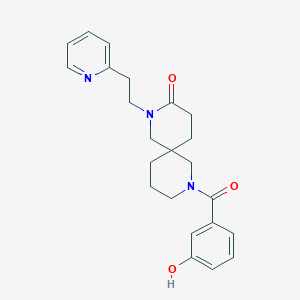 molecular formula C23H27N3O3 B5673661 8-(3-hydroxybenzoyl)-2-(2-pyridin-2-ylethyl)-2,8-diazaspiro[5.5]undecan-3-one 