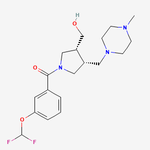 molecular formula C19H27F2N3O3 B5673664 {(3R*,4R*)-1-[3-(difluoromethoxy)benzoyl]-4-[(4-methylpiperazin-1-yl)methyl]pyrrolidin-3-yl}methanol 