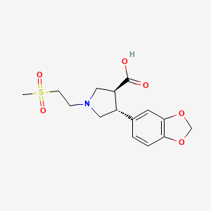molecular formula C15H19NO6S B5673675 (3S*,4R*)-4-(1,3-benzodioxol-5-yl)-1-[2-(methylsulfonyl)ethyl]-3-pyrrolidinecarboxylic acid 