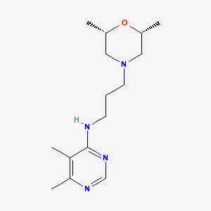 molecular formula C15H26N4O B5673693 N-{3-[(2R*,6S*)-2,6-dimethylmorpholin-4-yl]propyl}-5,6-dimethylpyrimidin-4-amine 