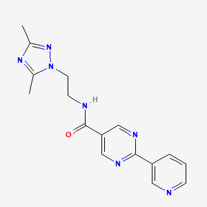 molecular formula C16H17N7O B5673754 N-[2-(3,5-dimethyl-1H-1,2,4-triazol-1-yl)ethyl]-2-(3-pyridinyl)-5-pyrimidinecarboxamide 