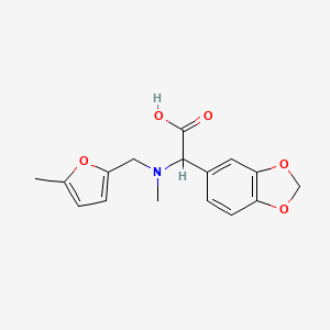 molecular formula C16H17NO5 B5673785 1,3-benzodioxol-5-yl{methyl[(5-methyl-2-furyl)methyl]amino}acetic acid 