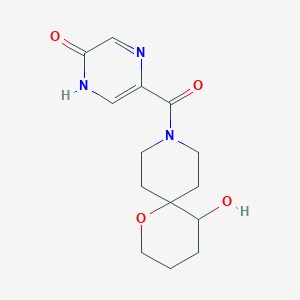molecular formula C14H19N3O4 B5673802 9-[(5-hydroxy-2-pyrazinyl)carbonyl]-1-oxa-9-azaspiro[5.5]undecan-5-ol 