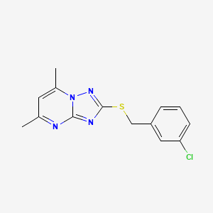 molecular formula C14H13ClN4S B5673832 2-[(3-chlorobenzyl)thio]-5,7-dimethyl[1,2,4]triazolo[1,5-a]pyrimidine 