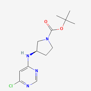 molecular formula C13H19ClN4O2 B567385 (R)-3-(6-Chloro-pyrimidin-4-ylamino)-pyrrolidine-1-carboxylic acid tert-butyl ester CAS No. 1289585-36-9