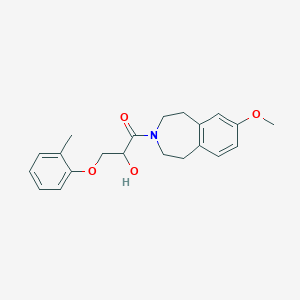 molecular formula C21H25NO4 B5673850 1-(7-methoxy-1,2,4,5-tetrahydro-3H-3-benzazepin-3-yl)-3-(2-methylphenoxy)-1-oxopropan-2-ol 