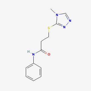 molecular formula C12H14N4OS B5673872 3-[(4-methyl-4H-1,2,4-triazol-3-yl)thio]-N-phenylpropanamide 