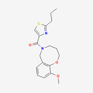 molecular formula C18H22N2O3S B5673902 10-methoxy-5-[(2-propyl-1,3-thiazol-4-yl)carbonyl]-3,4,5,6-tetrahydro-2H-1,5-benzoxazocine 