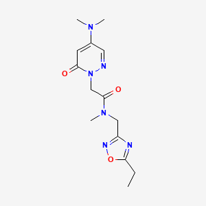 molecular formula C14H20N6O3 B5673905 2-[4-(dimethylamino)-6-oxopyridazin-1(6H)-yl]-N-[(5-ethyl-1,2,4-oxadiazol-3-yl)methyl]-N-methylacetamide 