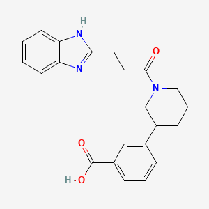 molecular formula C22H23N3O3 B5673923 3-{1-[3-(1H-benzimidazol-2-yl)propanoyl]piperidin-3-yl}benzoic acid 