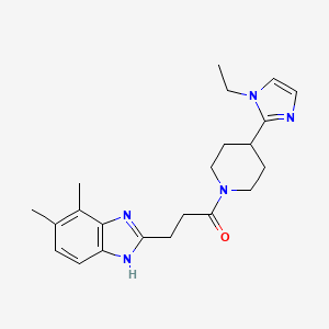 molecular formula C22H29N5O B5673924 2-{3-[4-(1-ethyl-1H-imidazol-2-yl)piperidin-1-yl]-3-oxopropyl}-4,5-dimethyl-1H-benzimidazole 