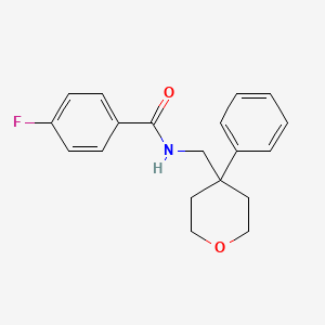 molecular formula C19H20FNO2 B5673929 4-fluoro-N-[(4-phenyltetrahydro-2H-pyran-4-yl)methyl]benzamide 