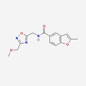 molecular formula C15H15N3O4 B5673946 N-{[3-(methoxymethyl)-1,2,4-oxadiazol-5-yl]methyl}-2-methyl-1-benzofuran-5-carboxamide 