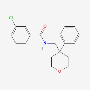 molecular formula C19H20ClNO2 B5673963 3-chloro-N-[(4-phenyltetrahydro-2H-pyran-4-yl)methyl]benzamide 