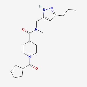 molecular formula C20H32N4O2 B5673976 1-(cyclopentylcarbonyl)-N-methyl-N-[(5-propyl-1H-pyrazol-3-yl)methyl]-4-piperidinecarboxamide 