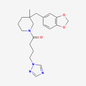 molecular formula C20H26N4O3 B5673979 3-(1,3-benzodioxol-5-ylmethyl)-3-methyl-1-[4-(1H-1,2,4-triazol-1-yl)butanoyl]piperidine 