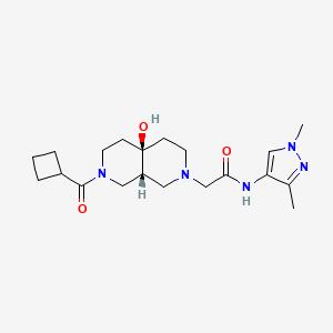 molecular formula C20H31N5O3 B5673985 2-[(4aR*,8aR*)-7-(cyclobutylcarbonyl)-4a-hydroxyoctahydro-2,7-naphthyridin-2(1H)-yl]-N-(1,3-dimethyl-1H-pyrazol-4-yl)acetamide 