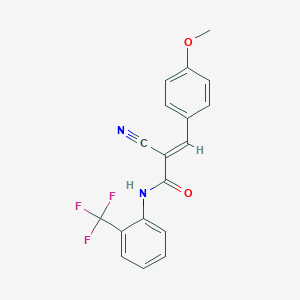 molecular formula C18H13F3N2O2 B5673987 2-cyano-3-(4-methoxyphenyl)-N-[2-(trifluoromethyl)phenyl]acrylamide 