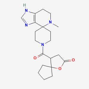 molecular formula C20H28N4O3 B5674039 4-[(5-methyl-1,5,6,7-tetrahydro-1'H-spiro[imidazo[4,5-c]pyridine-4,4'-piperidin]-1'-yl)carbonyl]-1-oxaspiro[4.4]nonan-2-one 
