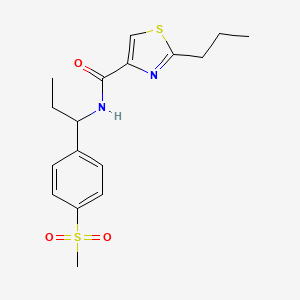 molecular formula C17H22N2O3S2 B5674103 N-{1-[4-(methylsulfonyl)phenyl]propyl}-2-propyl-1,3-thiazole-4-carboxamide 
