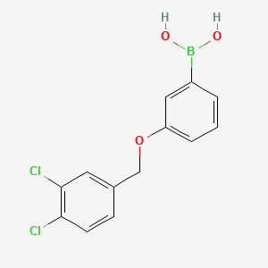 molecular formula C13H11BCl2O3 B567414 (3-((3,4-Dichlorobenzyl)oxy)phenyl)boronic acid CAS No. 1256358-47-0