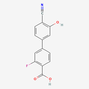 molecular formula C14H8FNO3 B567415 5-(4-羧基-3-氟苯基)-2-氰基苯酚 CAS No. 1261964-35-5