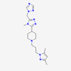 molecular formula C19H29N9 B5674249 1-[3-(3,5-dimethyl-1H-pyrazol-1-yl)propyl]-4-[4-methyl-5-(1H-1,2,4-triazol-1-ylmethyl)-4H-1,2,4-triazol-3-yl]piperidine 