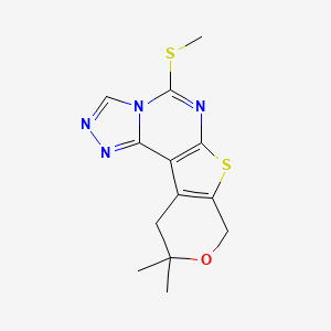 molecular formula C13H14N4OS2 B5674276 10,10-dimethyl-5-(methylthio)-10,11-dihydro-8H-pyrano[4',3':4,5]thieno[3,2-e][1,2,4]triazolo[4,3-c]pyrimidine 