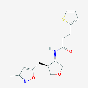 molecular formula C16H20N2O3S B5674287 N-{(3R*,4S*)-4-[(3-methylisoxazol-5-yl)methyl]tetrahydrofuran-3-yl}-3-(2-thienyl)propanamide 
