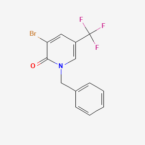 molecular formula C13H9BrF3NO B567433 1-Benzyl-3-bromo-5-(trifluoromethyl)pyridin-2(1H)-one CAS No. 1215206-00-0