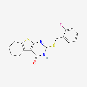 molecular formula C17H15FN2OS2 B5674360 2-[(2-fluorobenzyl)thio]-5,6,7,8-tetrahydro[1]benzothieno[2,3-d]pyrimidin-4(3H)-one 