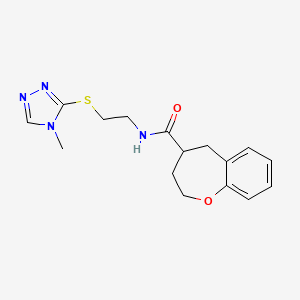 molecular formula C16H20N4O2S B5674364 N-{2-[(4-methyl-4H-1,2,4-triazol-3-yl)thio]ethyl}-2,3,4,5-tetrahydro-1-benzoxepine-4-carboxamide 