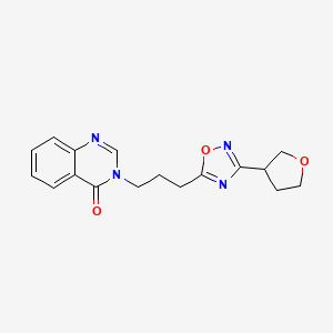 molecular formula C17H18N4O3 B5674388 3-{3-[3-(tetrahydrofuran-3-yl)-1,2,4-oxadiazol-5-yl]propyl}quinazolin-4(3H)-one 