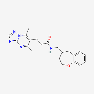 molecular formula C21H25N5O2 B5674412 3-(5,7-dimethyl[1,2,4]triazolo[1,5-a]pyrimidin-6-yl)-N-(2,3,4,5-tetrahydro-1-benzoxepin-4-ylmethyl)propanamide 