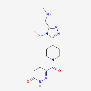 molecular formula C17H27N7O2 B5674450 6-[(4-{5-[(dimethylamino)methyl]-4-ethyl-4H-1,2,4-triazol-3-yl}piperidin-1-yl)carbonyl]-4,5-dihydropyridazin-3(2H)-one 