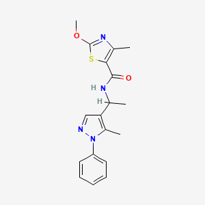molecular formula C18H20N4O2S B5674548 2-methoxy-4-methyl-N-[1-(5-methyl-1-phenyl-1H-pyrazol-4-yl)ethyl]-1,3-thiazole-5-carboxamide 
