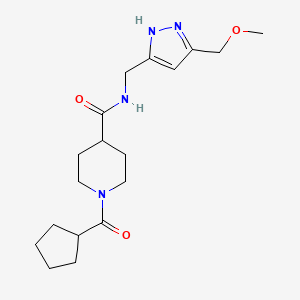molecular formula C18H28N4O3 B5674593 1-(cyclopentylcarbonyl)-N-{[5-(methoxymethyl)-1H-pyrazol-3-yl]methyl}-4-piperidinecarboxamide 