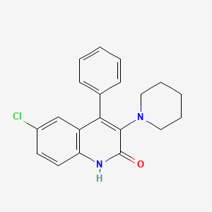 molecular formula C20H19ClN2O B5674606 6-chloro-4-phenyl-3-(1-piperidinyl)-2(1H)-quinolinone 