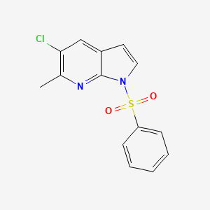 molecular formula C14H11ClN2O2S B567461 1-(Phenylsulphonyl)-5-chloro-6-methyl-7-azaindole CAS No. 1227269-24-0