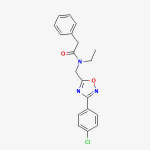molecular formula C19H18ClN3O2 B5674614 N-{[3-(4-chlorophenyl)-1,2,4-oxadiazol-5-yl]methyl}-N-ethyl-2-phenylacetamide 