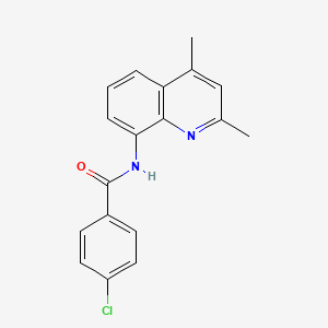 molecular formula C18H15ClN2O B5674646 4-chloro-N-(2,4-dimethyl-8-quinolinyl)benzamide 