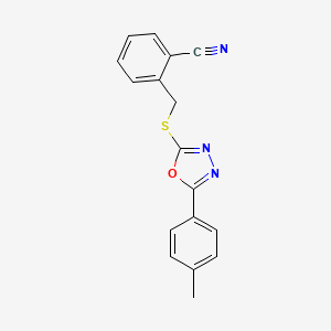 molecular formula C17H13N3OS B5674672 2-({[5-(4-methylphenyl)-1,3,4-oxadiazol-2-yl]thio}methyl)benzonitrile 