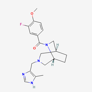 molecular formula C20H25FN4O2 B5674695 (1S*,5R*)-6-(3-fluoro-4-methoxybenzoyl)-3-[(4-methyl-1H-imidazol-5-yl)methyl]-3,6-diazabicyclo[3.2.2]nonane 